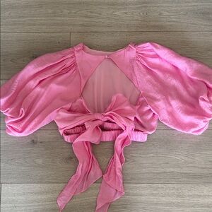 Elegant Pink Puff Sleeve Top